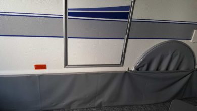 Wohnwagenschürze als Windschürze und Bodenschürze