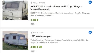 Gebrauchte Wohnwagen bis 5.000 Euro