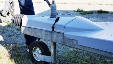 Wohnwagen ausrichten laengs ueber das Stuetzrad