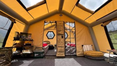 Luxus Camping mit dem größten Luftzelt der Welt innen