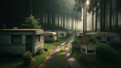 Spooky Campingplatz alles aber alle Menschen verschwunden