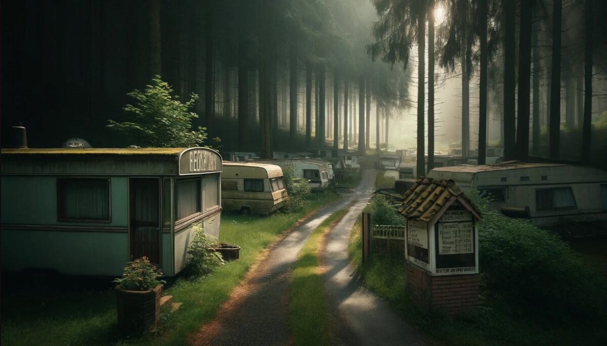 Spooky Campingplatz alles aber alle Menschen verschwunden